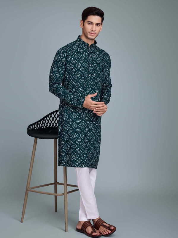 Teal Green Rayon Readymade Kurta